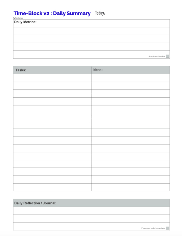 Time-Block Planner Back Page