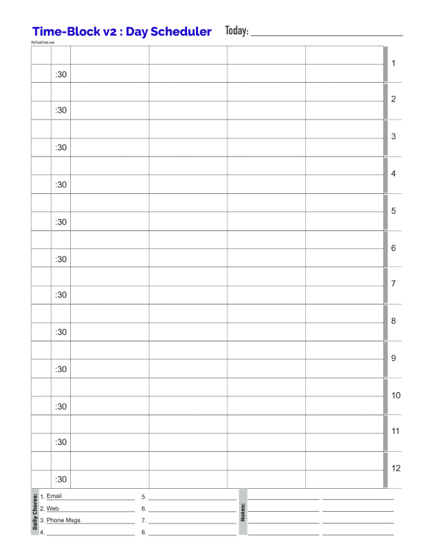 Time-Block Planner Front Page