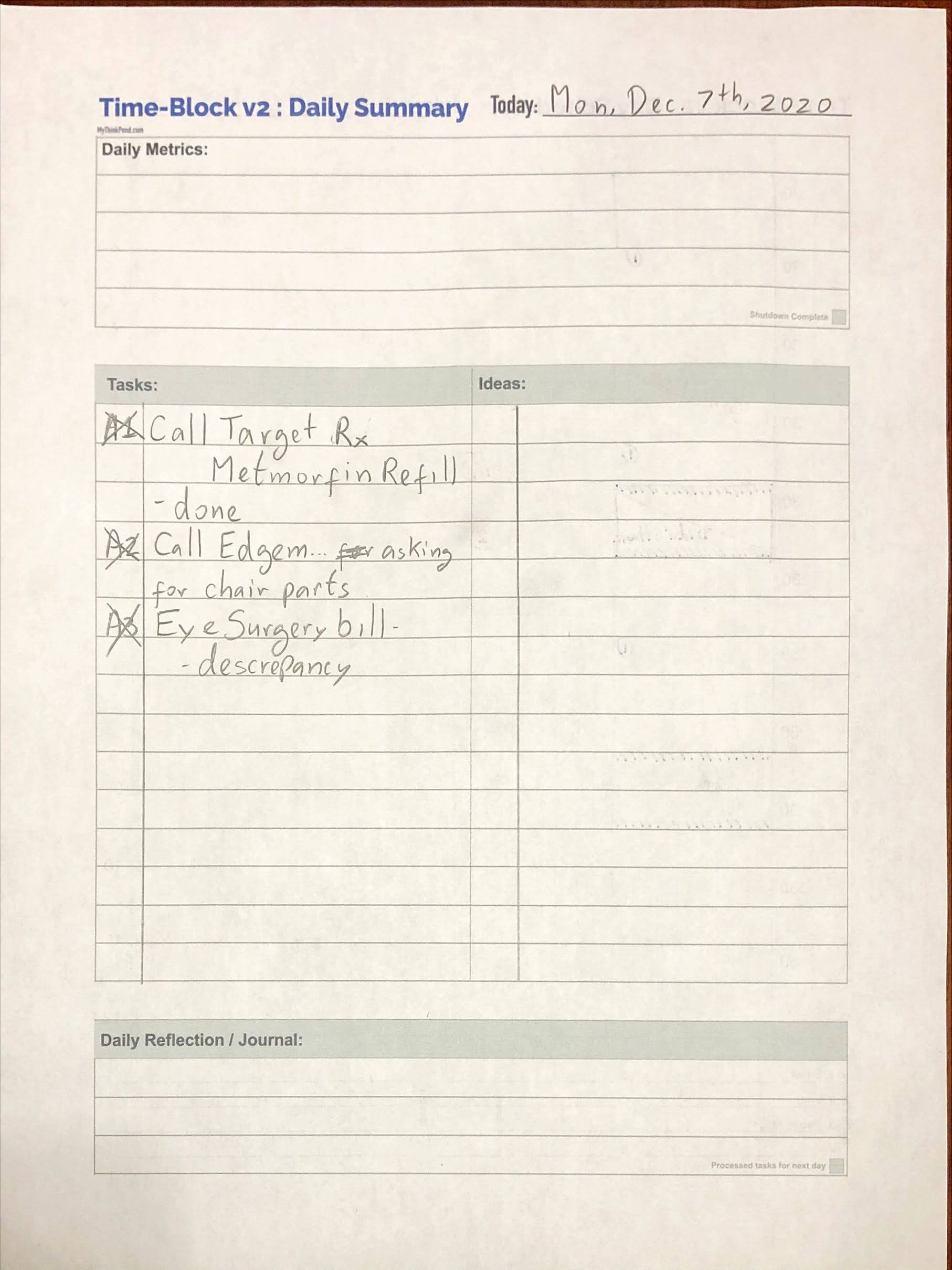 Time-Block Planner Back Page